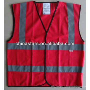 Gilet de sécurité rouge à haute visibilité